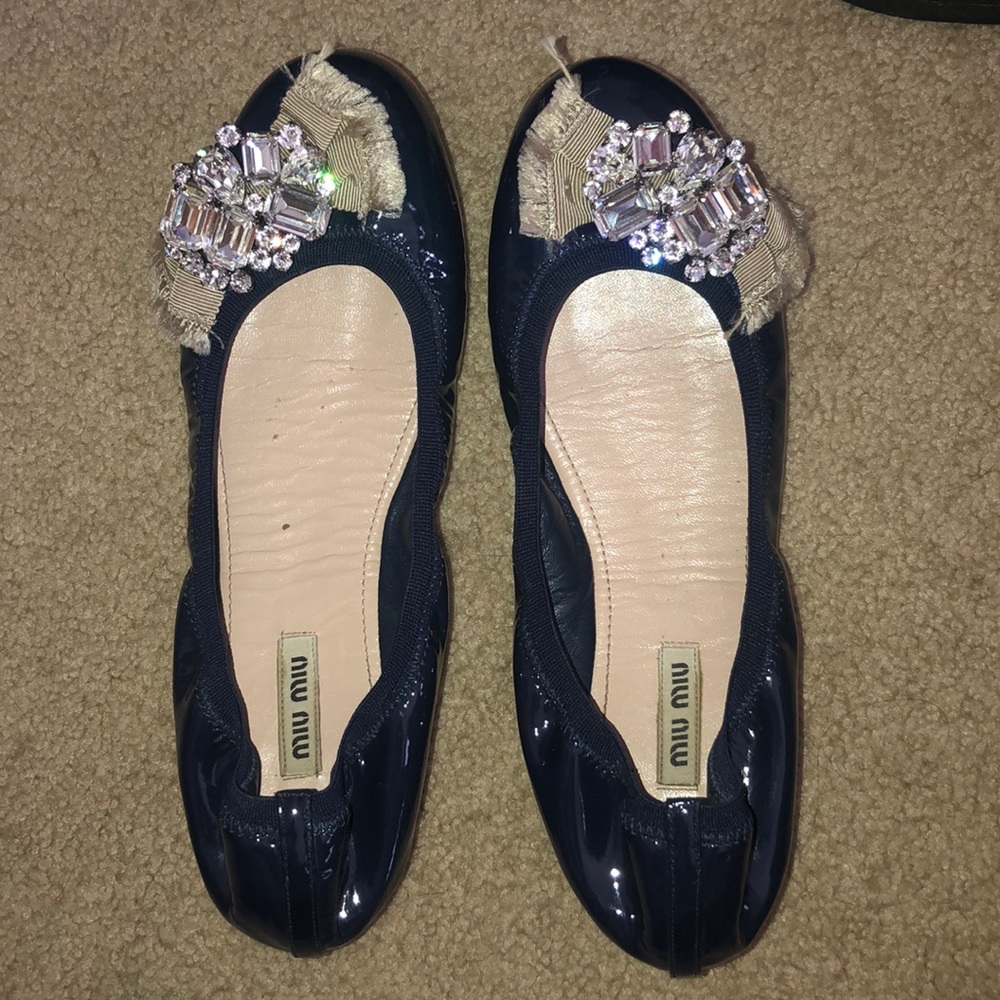 Miu Miu flat shoes navy blue